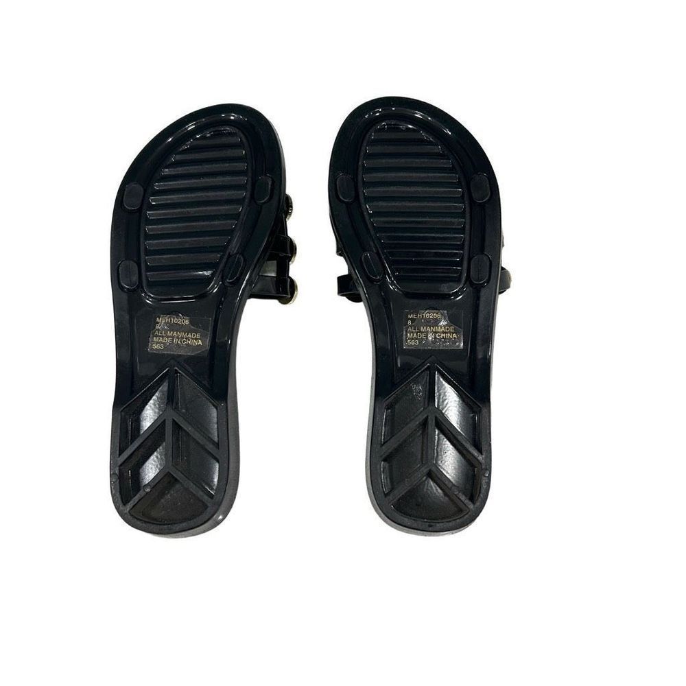 Steve Madden Size 8 Black Jelly Slide Sandals with White Pearl Accents - Picture 7 of 7